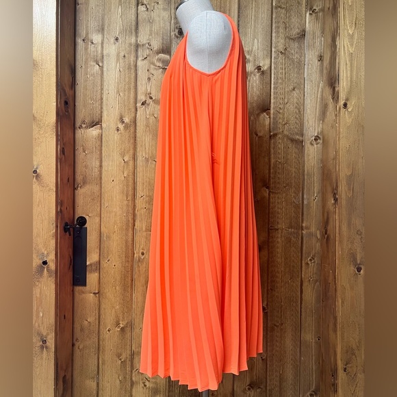 NWT Banana Republic 4 Colorful Orange Sleeveless Pleated Summer Dress Party - Picture 5 of 10